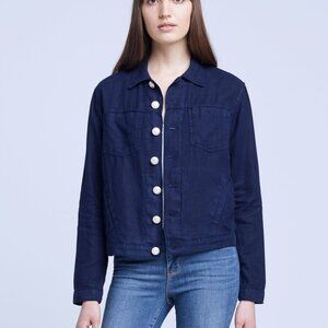 L'Agence Women's Size Small Navy Marine Celine Linen Lightweight Jacket
